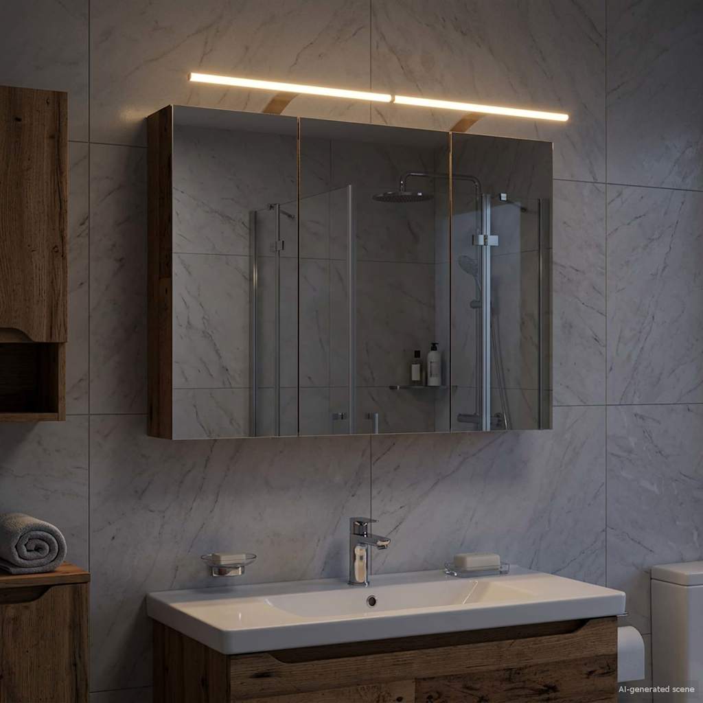 Badezimmerspiegelschrank mit Regal Altholz 100 x 14,5 x 70 cm