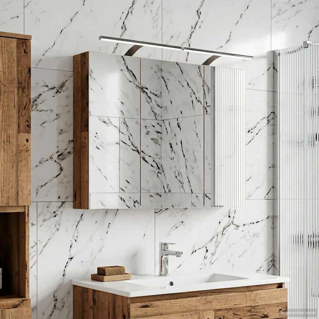 Badezimmerspiegelschrank mit Regal Altholz 100 x 14,5 x 70 cm