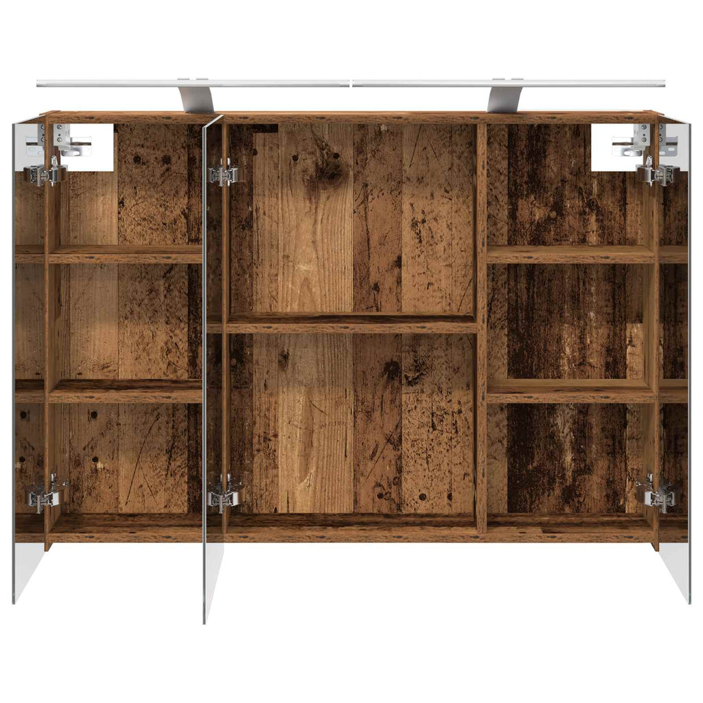Badezimmerspiegelschrank mit Regal Altholz 100 x 14,5 x 70 cm