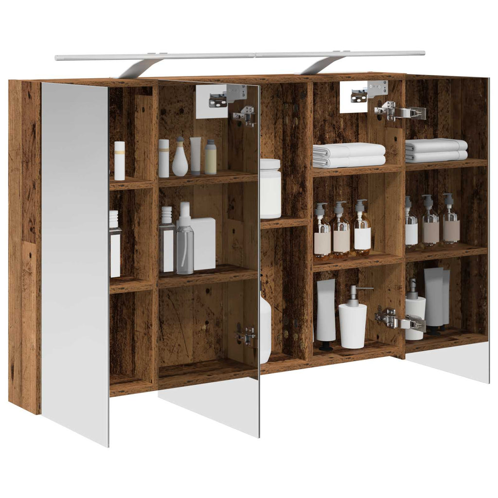 Badezimmerspiegelschrank mit Regal Altholz 100 x 14,5 x 70 cm