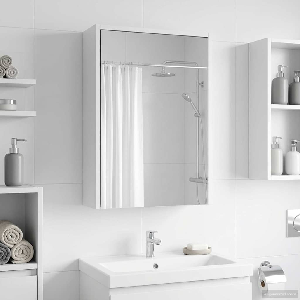 Badezimmerspiegelschrank Weiß 43 x 16 x 62.5 cm Holzwerkstoff