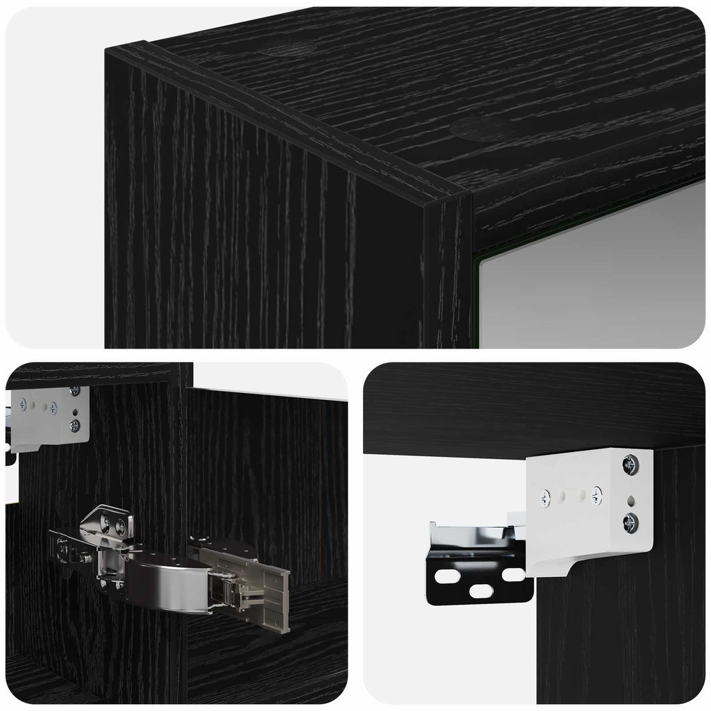 Badezimmerspiegelschrank Schwarz Eichen-Optik 43 x 16 x 62.5 cm