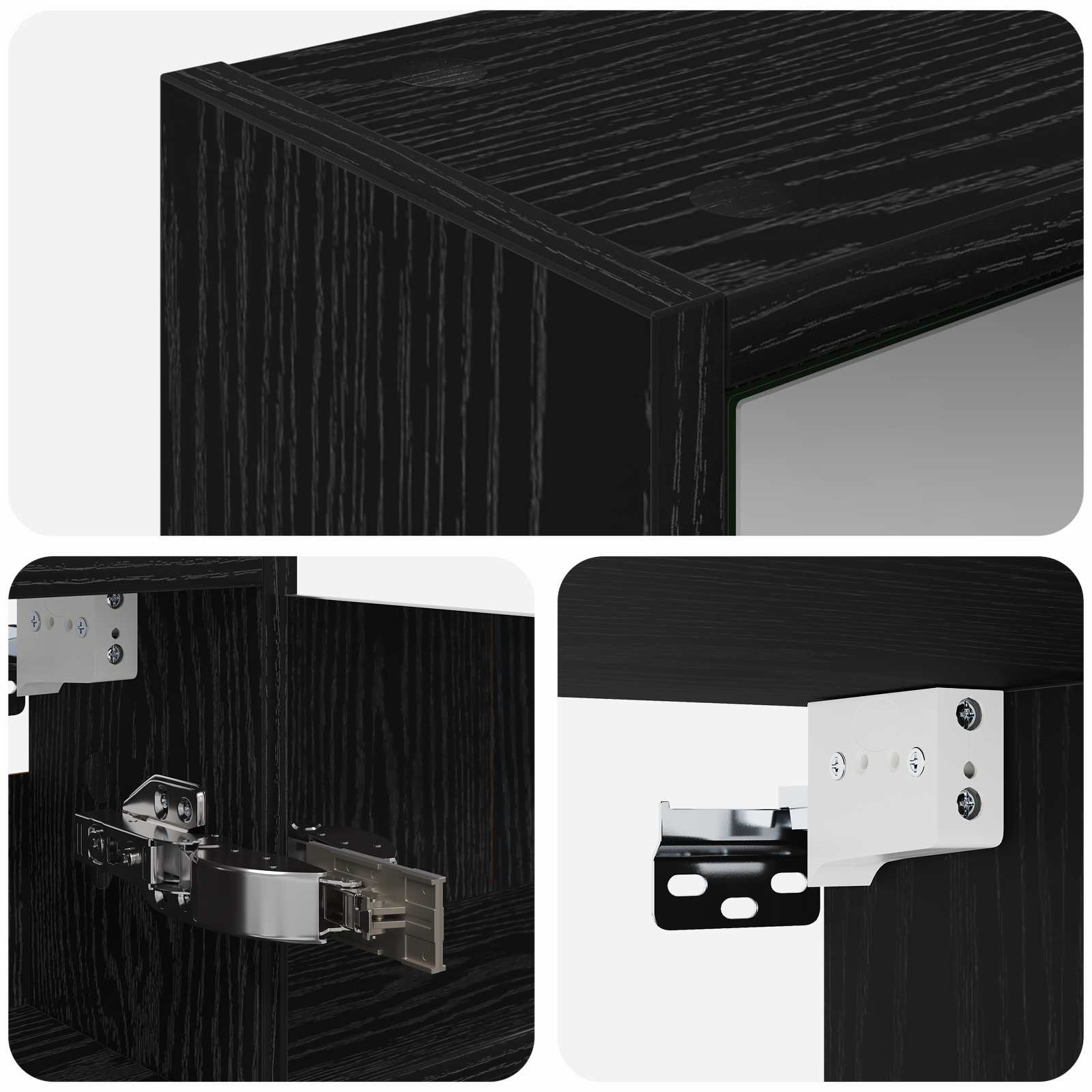 Badezimmerspiegelschrank Schwarz Eichen-Optik 43 x 16 x 62.5 cm