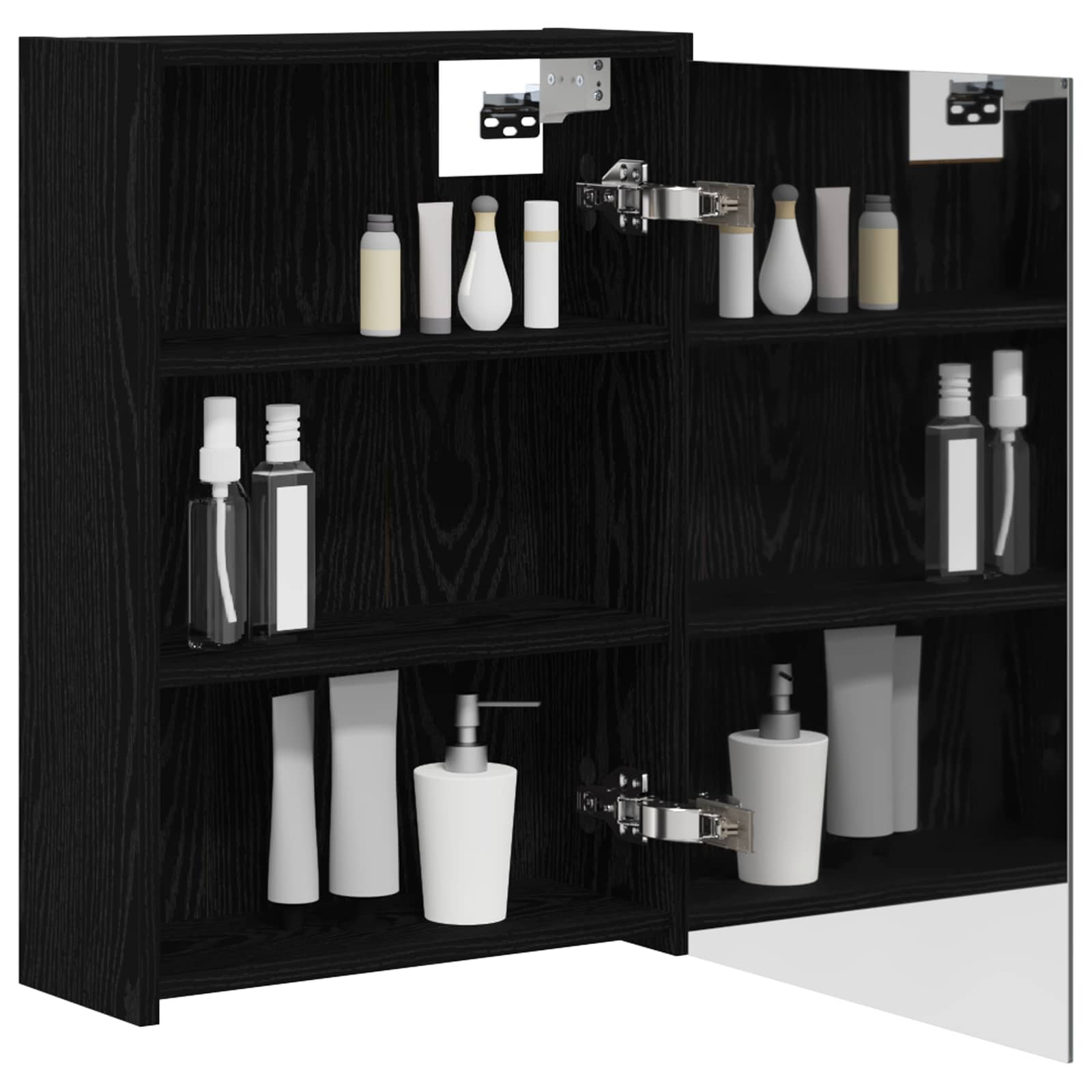 Badezimmerspiegelschrank Schwarz Eichen-Optik 43 x 16 x 62.5 cm