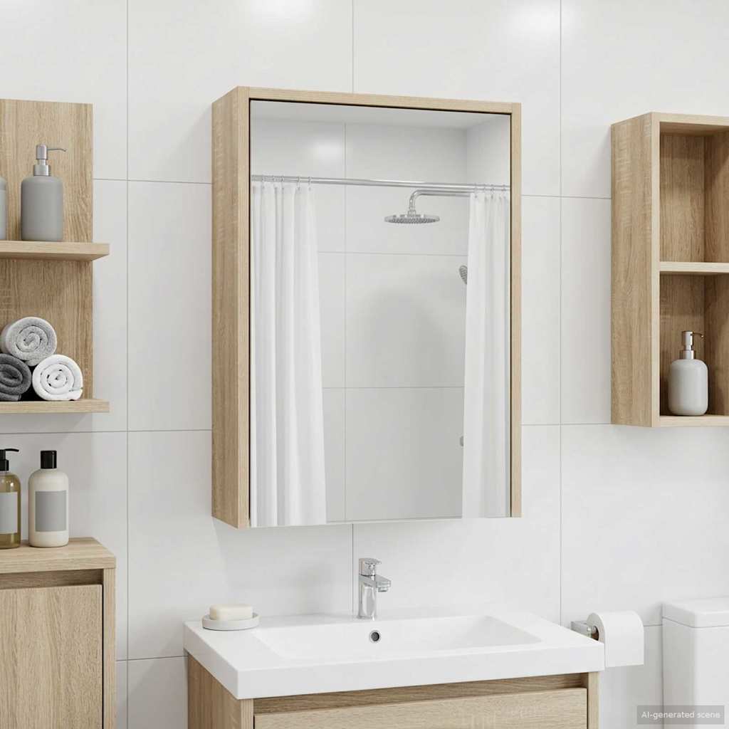 Badezimmerspiegelschrank mit Tür Sonoma-Eiche 43 x 16 x 62.5 cm