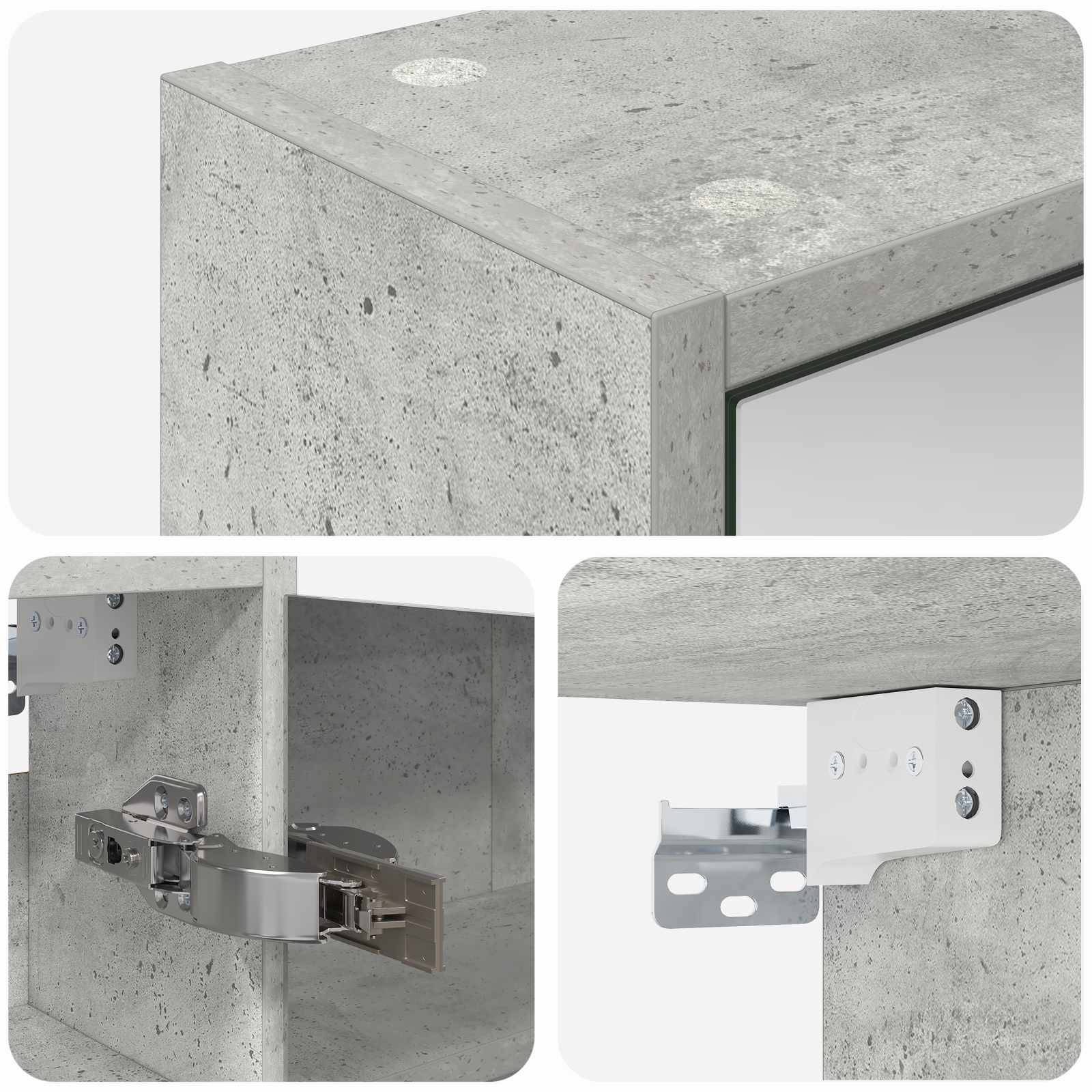 Badezimmerspiegelschrank mit Regal Beton Grau 43 x 16 x 62.5 cm