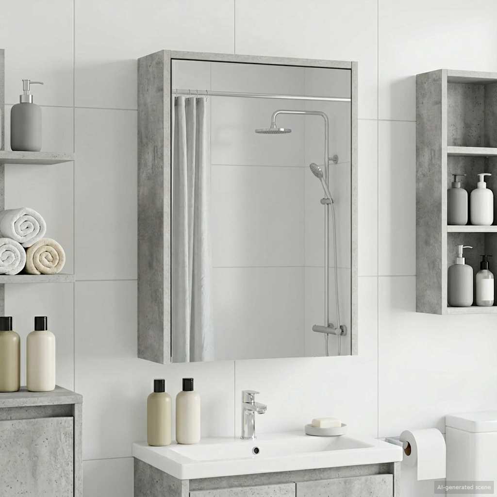 Badezimmerspiegelschrank mit Regal Beton Grau 43 x 16 x 62.5 cm