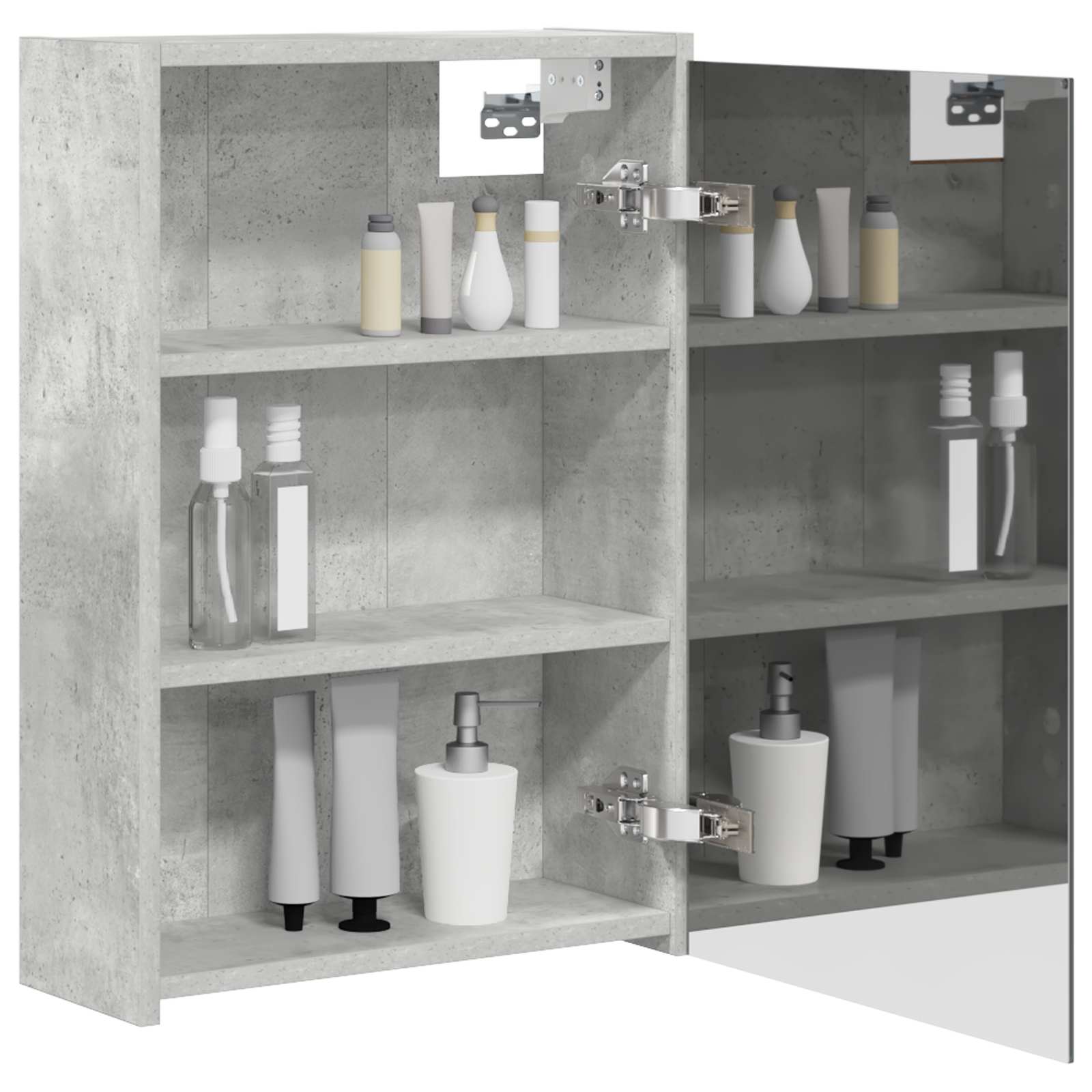 Badezimmerspiegelschrank mit Regal Beton Grau 43 x 16 x 62.5 cm