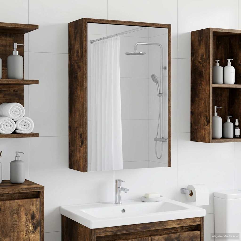 Badezimmerspiegelschrank Geräucherte Eiche 43 x 16 x 62.5 cm