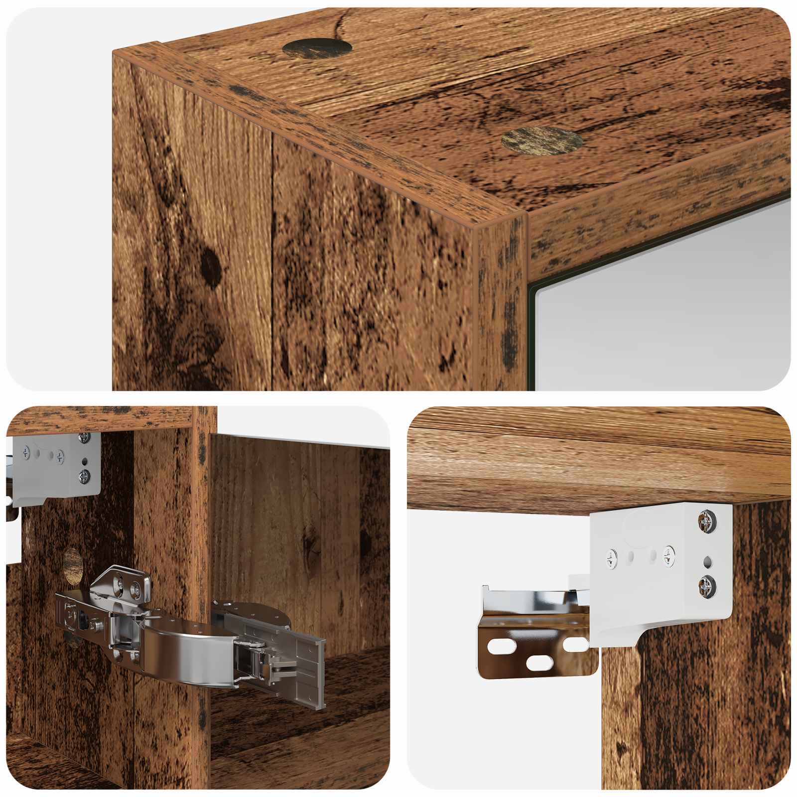 Badezimmerspiegelschrank mit Regal Altholz 43 x 16 x 62.5 cm