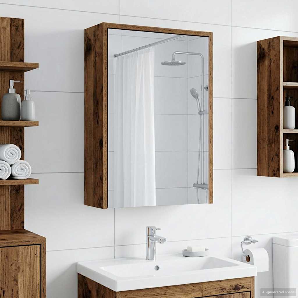 Badezimmerspiegelschrank mit Regal Altholz 43 x 16 x 62.5 cm