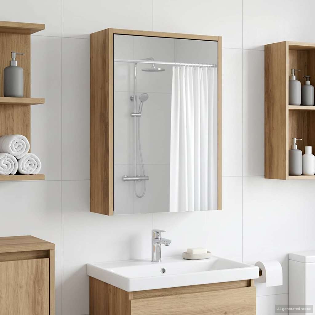 Badezimmerspiegelschrank Kunsthandwerk Eiche 43 x 16 x 62.5 cm