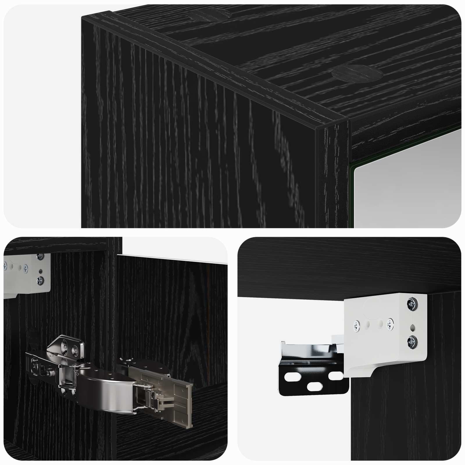Badezimmerspiegelschrank Schwarz Eichen-Optik 43 x 16 x 62.5 cm