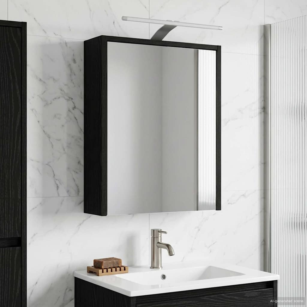 Badezimmerspiegelschrank Schwarz Eichen-Optik 43 x 16 x 62.5 cm