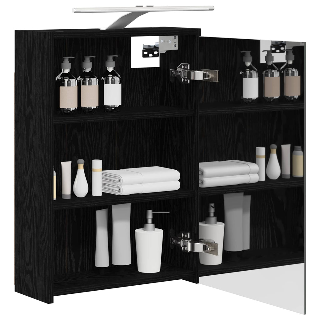 Badezimmerspiegelschrank Schwarz Eichen-Optik 43 x 16 x 62.5 cm