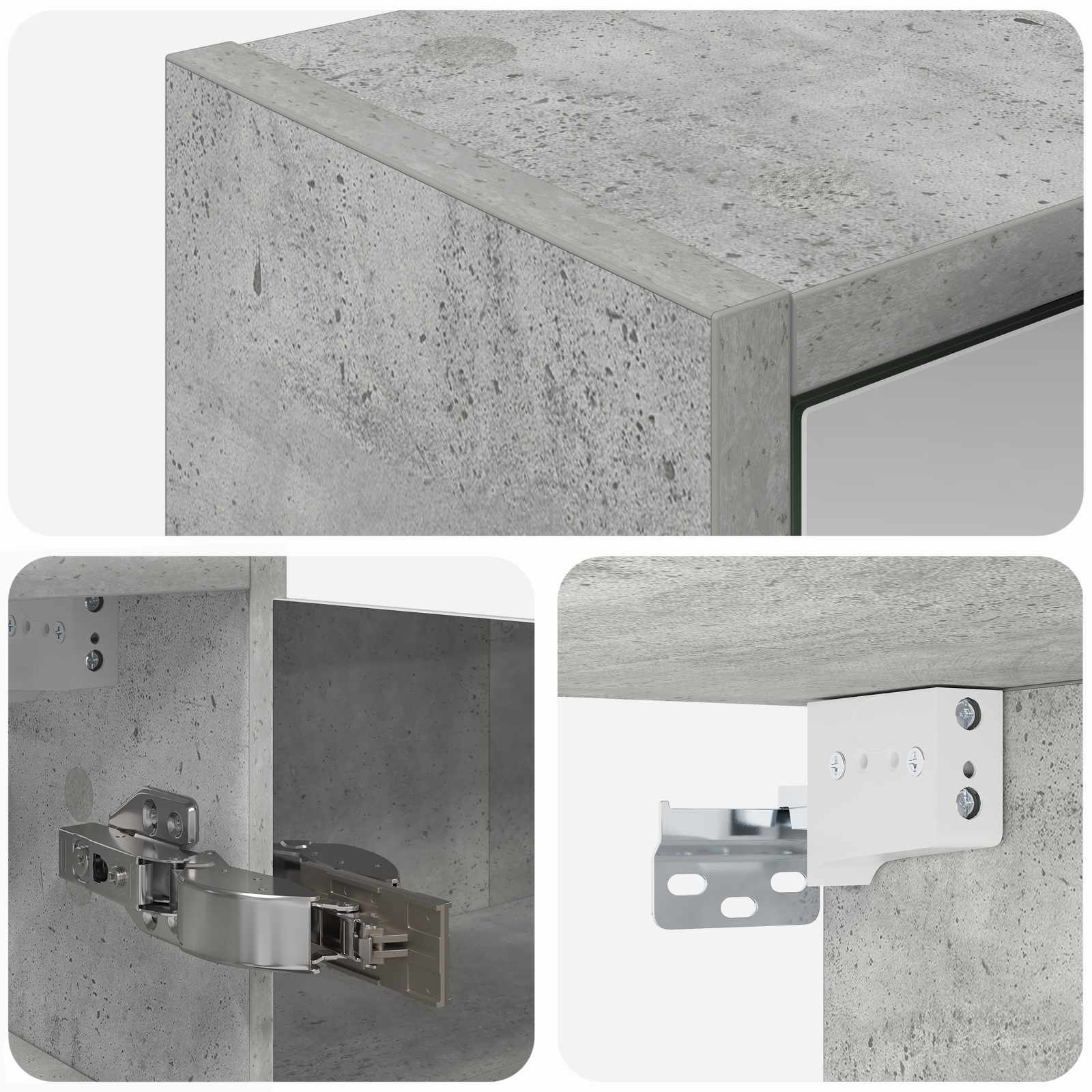 Badezimmerspiegelschrank mit Regal Beton Grau 43 x 16 x 62.5 cm