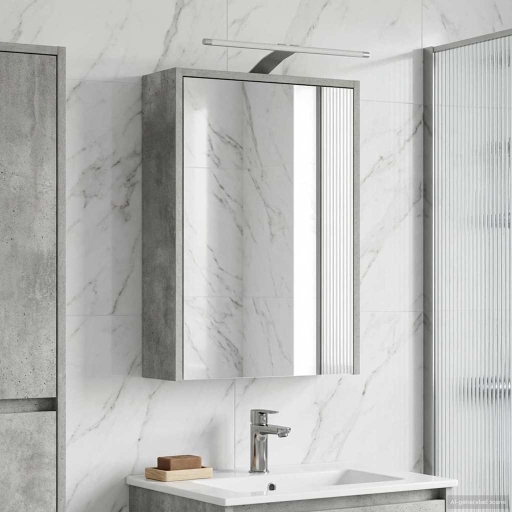 Badezimmerspiegelschrank mit Regal Beton Grau 43 x 16 x 62.5 cm