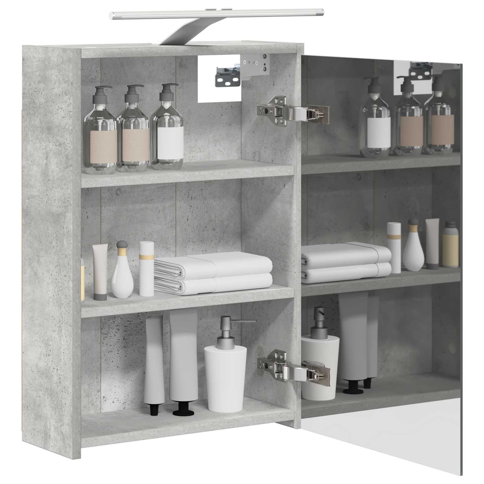 Badezimmerspiegelschrank mit Regal Beton Grau 43 x 16 x 62.5 cm