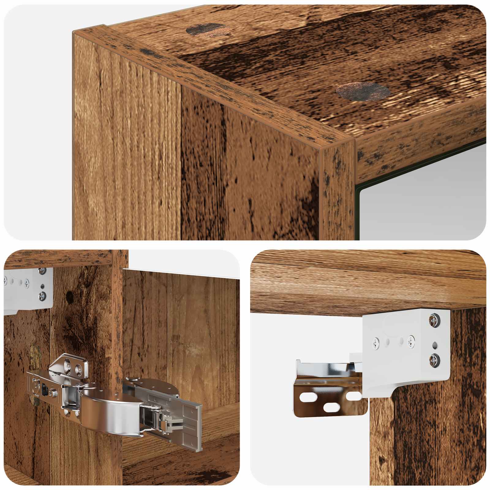Badezimmerspiegelschrank mit Regal Altholz 43 x 16 x 62.5 cm
