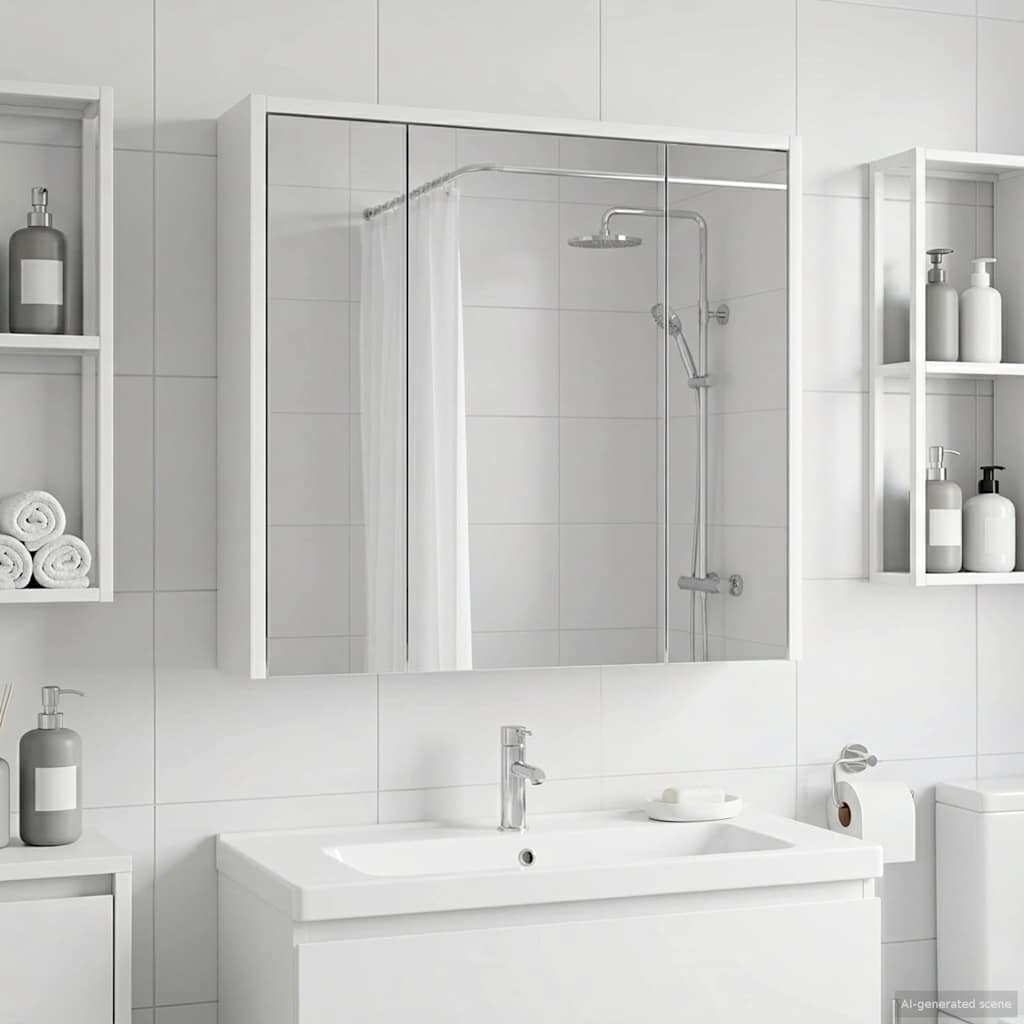 Badezimmerspiegelschrank Weiß 63,5 x 16 x 62,5 cm Holzwerkstoff