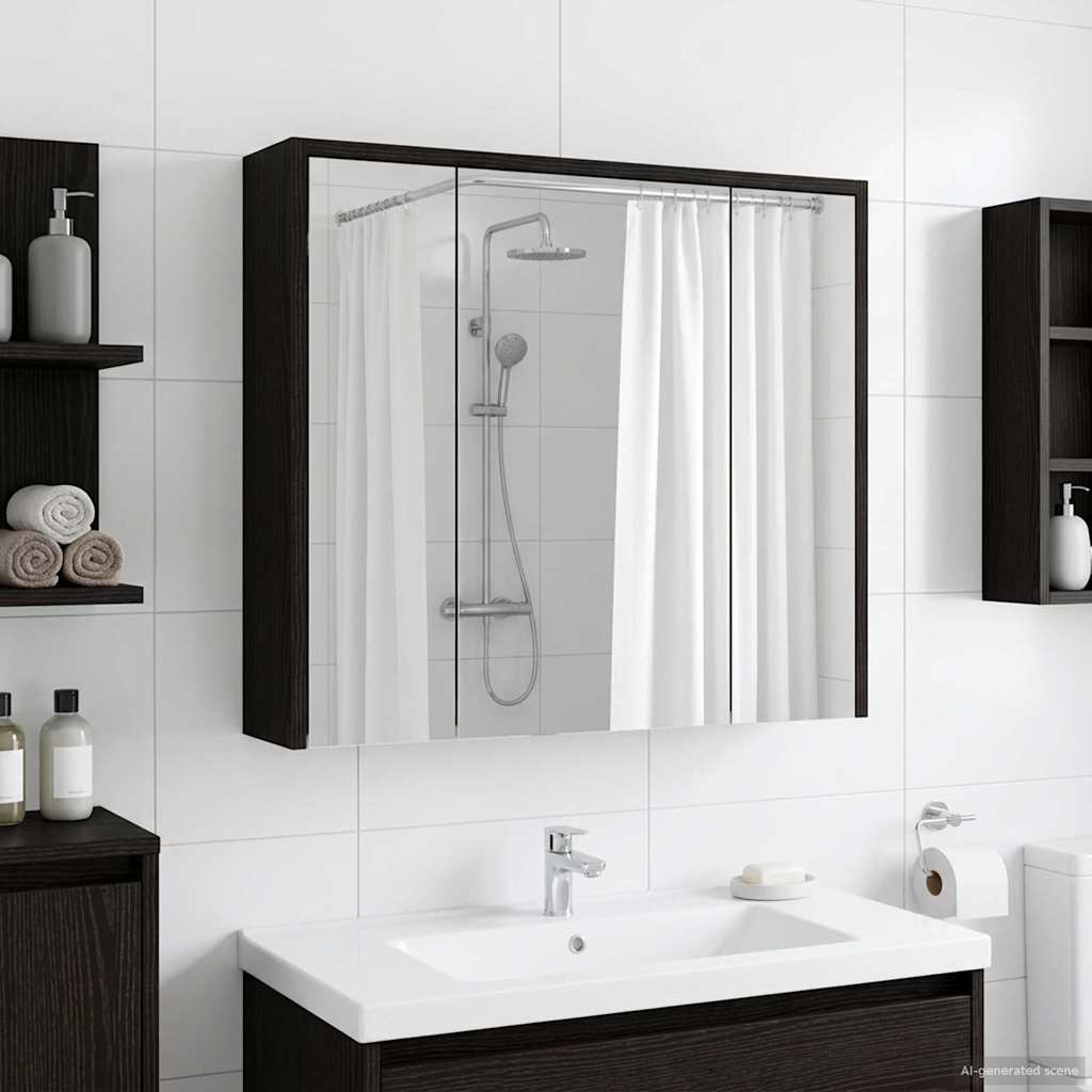 Badezimmerspiegelschrank Schwarz Eichen-Optik