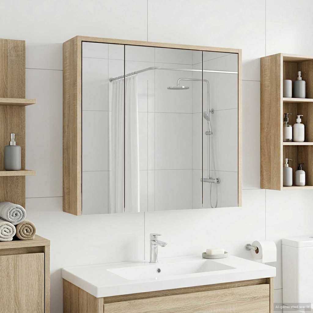 Badezimmerspiegelschrank Sonoma-Eiche 63,5 x 16 x 62,5 cm