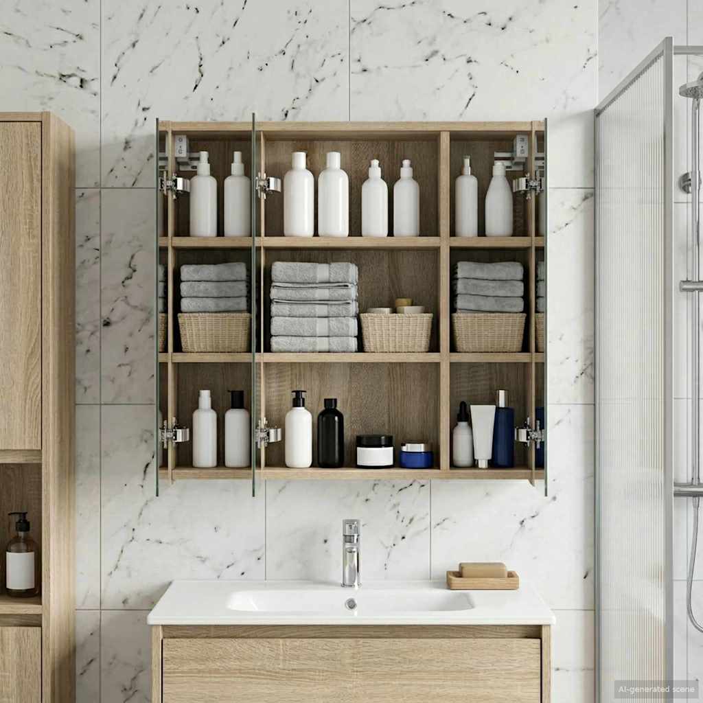 Badezimmerspiegelschrank Sonoma-Eiche 63,5 x 16 x 62,5 cm