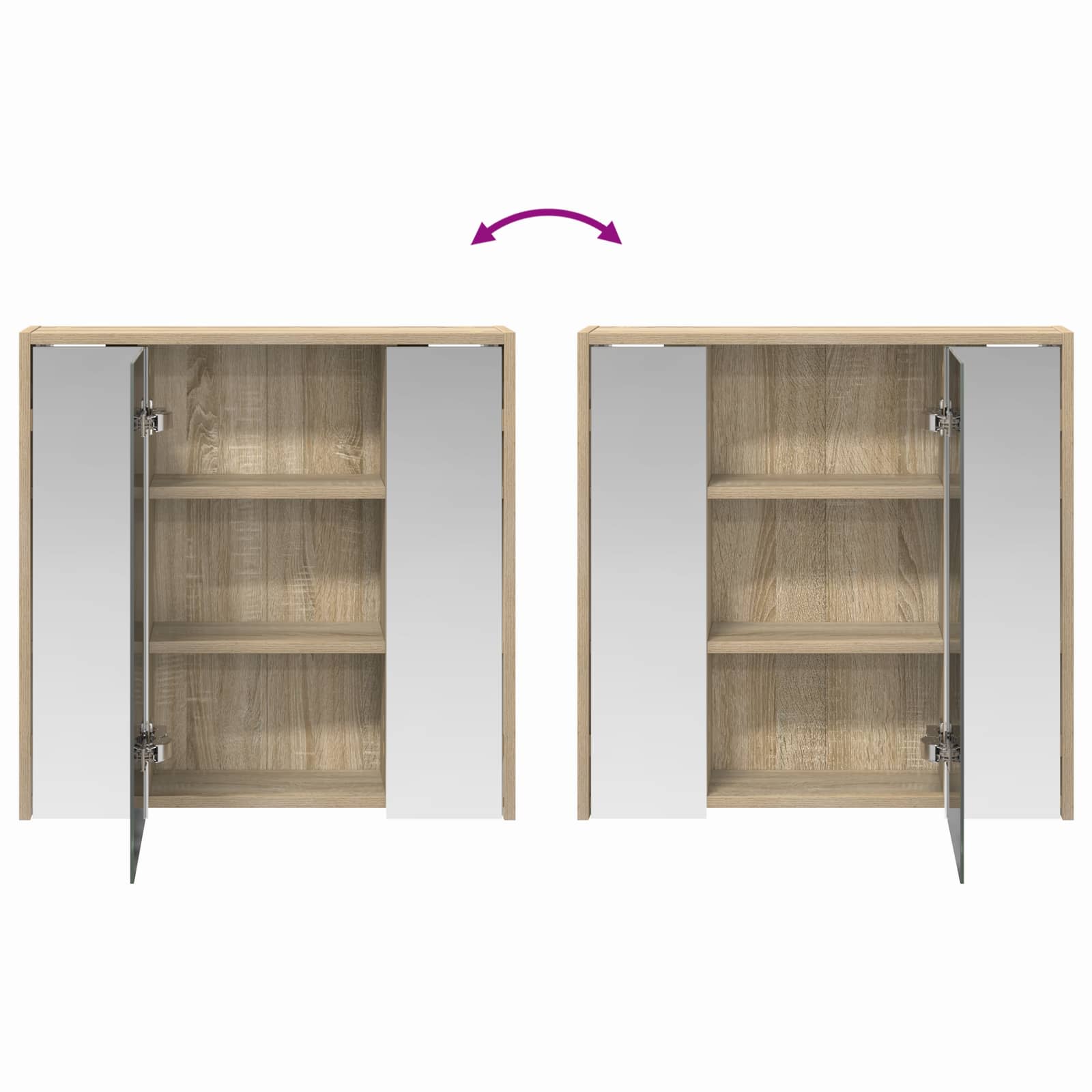 Badezimmerspiegelschrank Sonoma-Eiche 63,5 x 16 x 62,5 cm