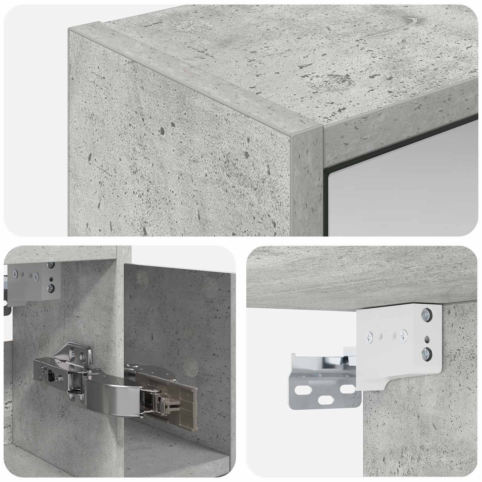Badezimmerspiegelschrank Beton Grau 63,5 x 16 x 62,5 cm
