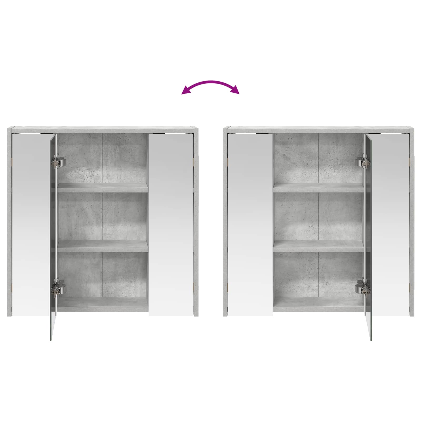 Badezimmerspiegelschrank Beton Grau 63,5 x 16 x 62,5 cm