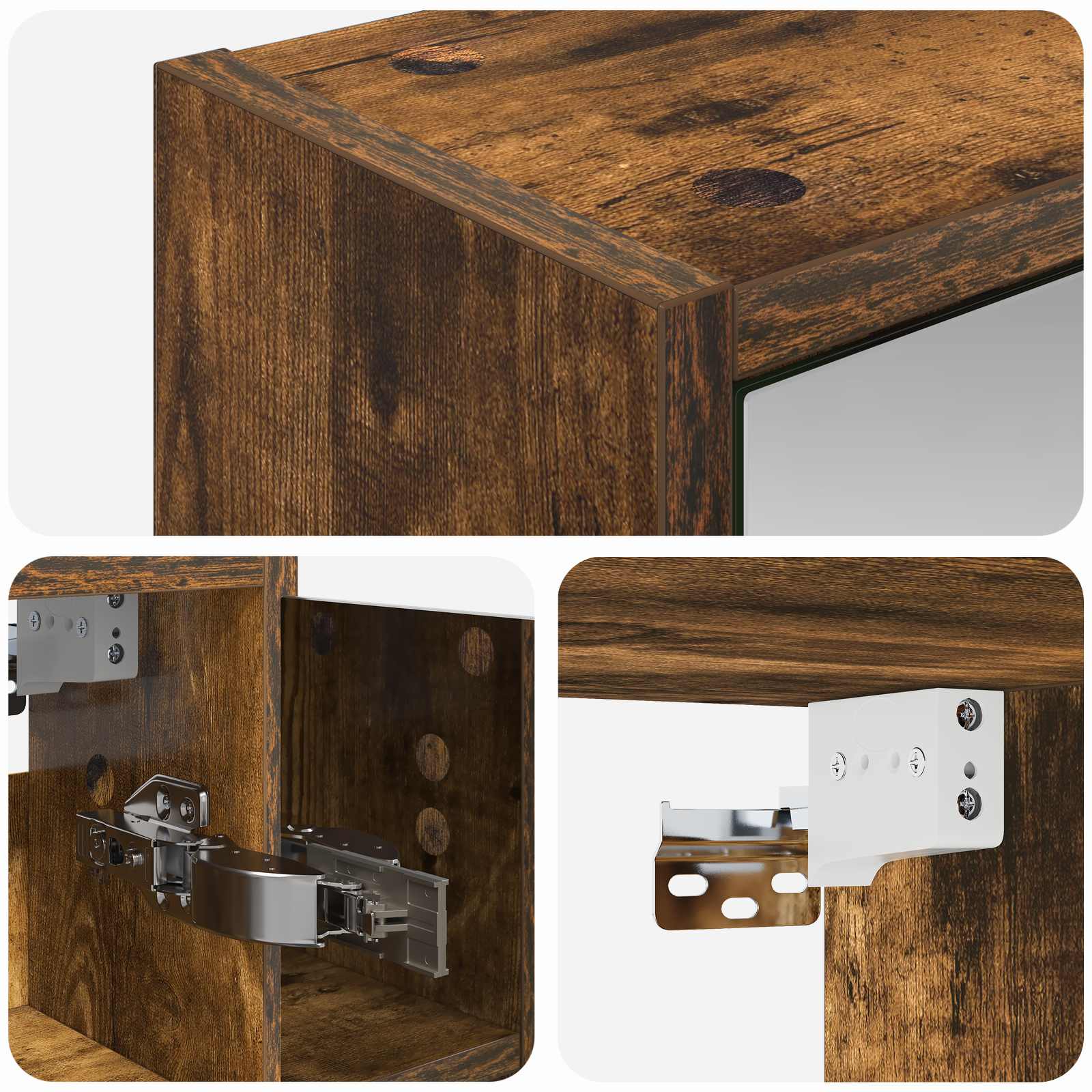 Badezimmerspiegelschrank Geräucherte Eiche 63,5 x 16 x 62,5 cm