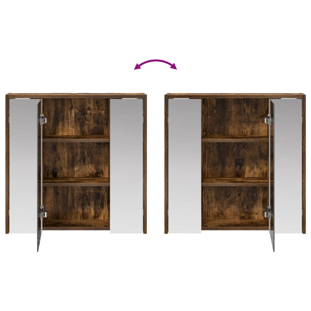 Badezimmerspiegelschrank Geräucherte Eiche 63,5 x 16 x 62,5 cm