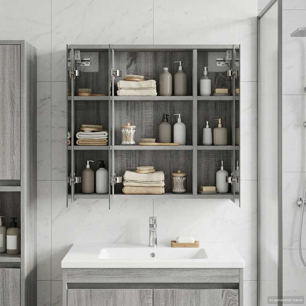 Badezimmerspiegelschrank Graues Sonoma 63,5 x 16 x 62,5 cm