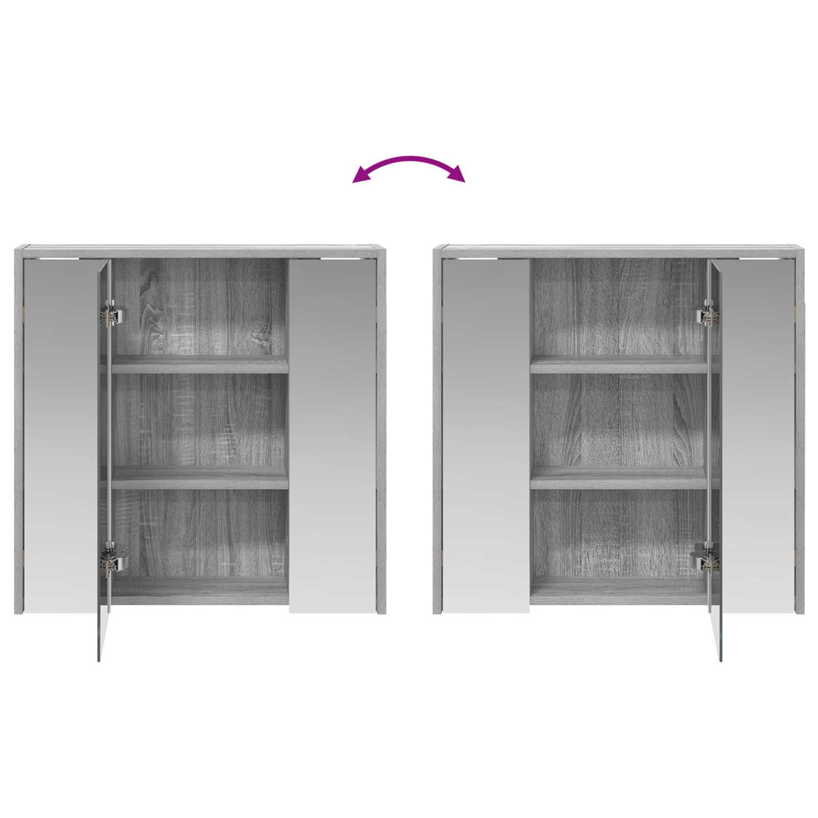 Badezimmerspiegelschrank Graues Sonoma 63,5 x 16 x 62,5 cm