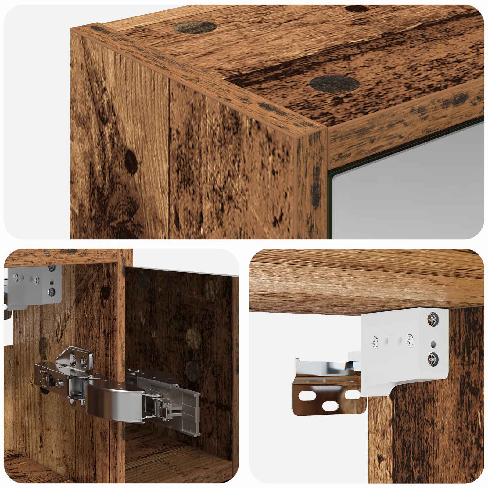 Badezimmerspiegelschrank Altholz 63,5 x 16 x 62,5 cm