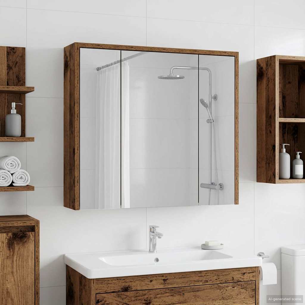 Badezimmerspiegelschrank Altholz 63,5 x 16 x 62,5 cm