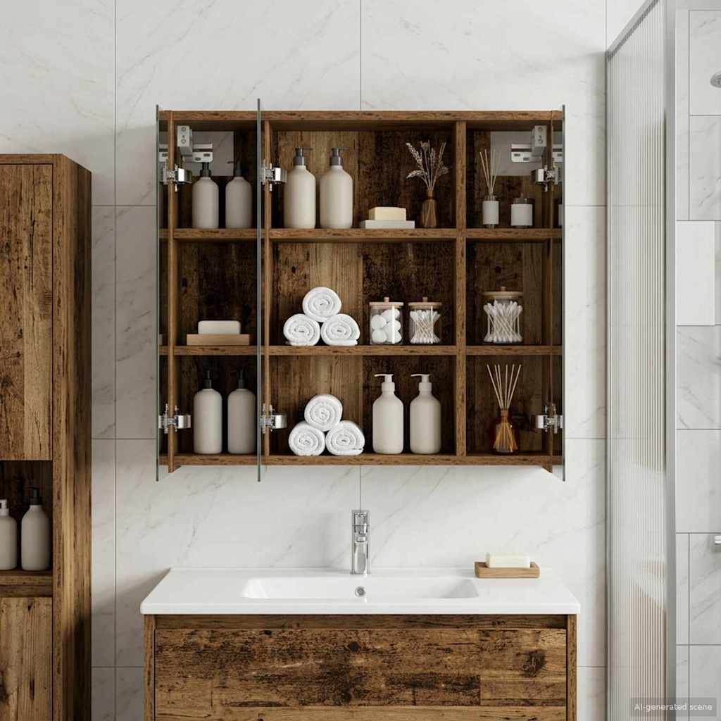 Badezimmerspiegelschrank Altholz 63,5 x 16 x 62,5 cm