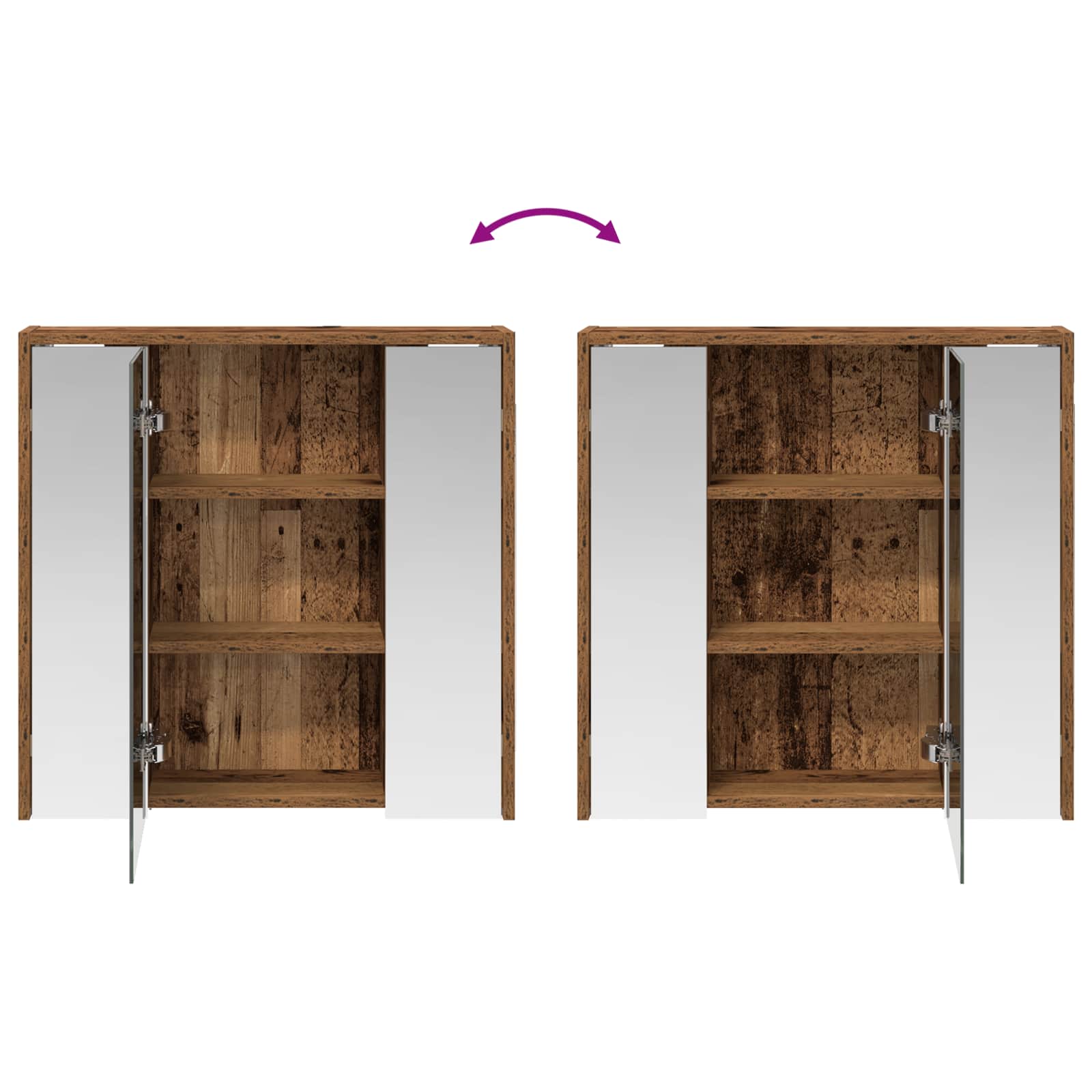 Badezimmerspiegelschrank Altholz 63,5 x 16 x 62,5 cm