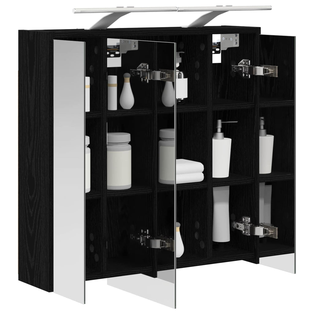 Badezimmerspiegelschrank Schwarz Eichen-Optik