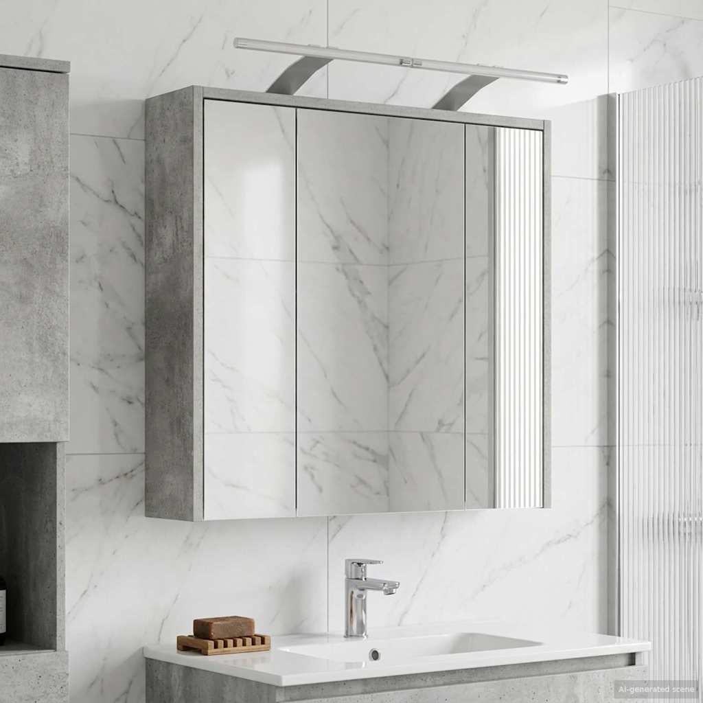 Badezimmerspiegelschrank Beton Grau 63,5 x 16 x 62,5 cm