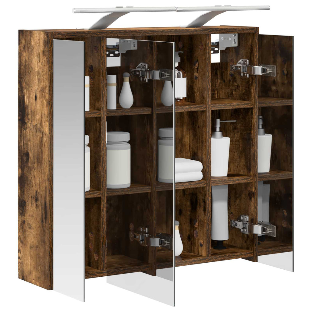 Badezimmerspiegelschrank Geräucherte Eiche 63,5 x 16 x 62,5 cm