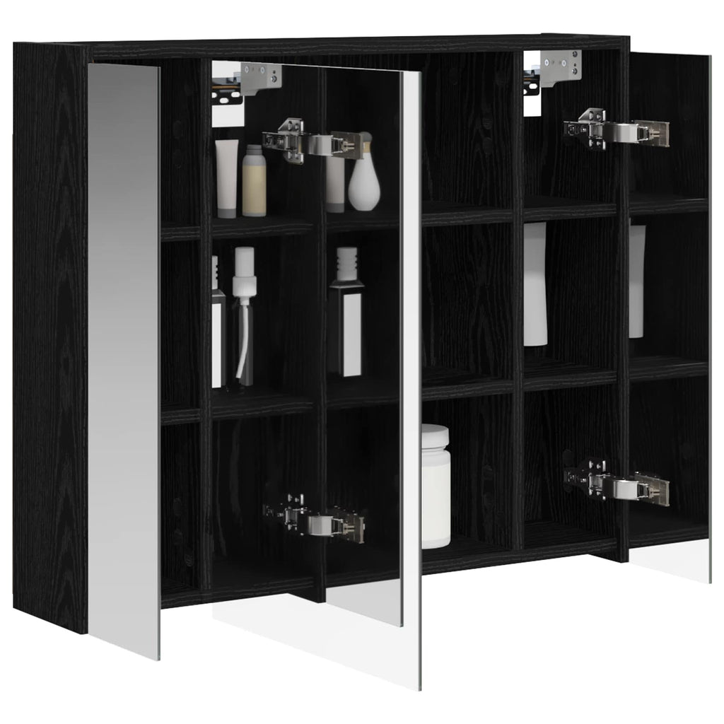 Badezimmerspiegelschrank Schwarz Eichen-Optik