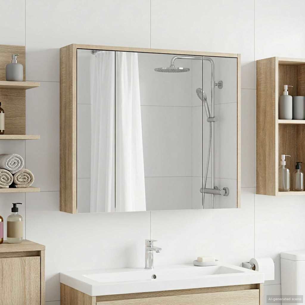 Badezimmerspiegelschrank Sonoma-Eiche 73,5 x 16 x 62,5 cm