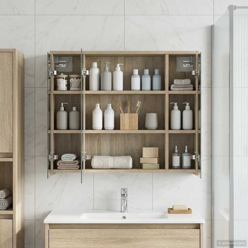 Badezimmerspiegelschrank Sonoma-Eiche 73,5 x 16 x 62,5 cm