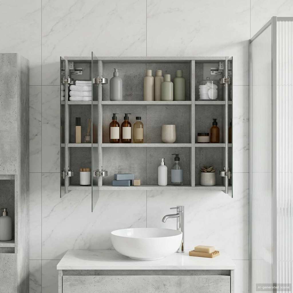 Badezimmerspiegelschrank Beton Grau 73,5 x 16 x 62,5 cm