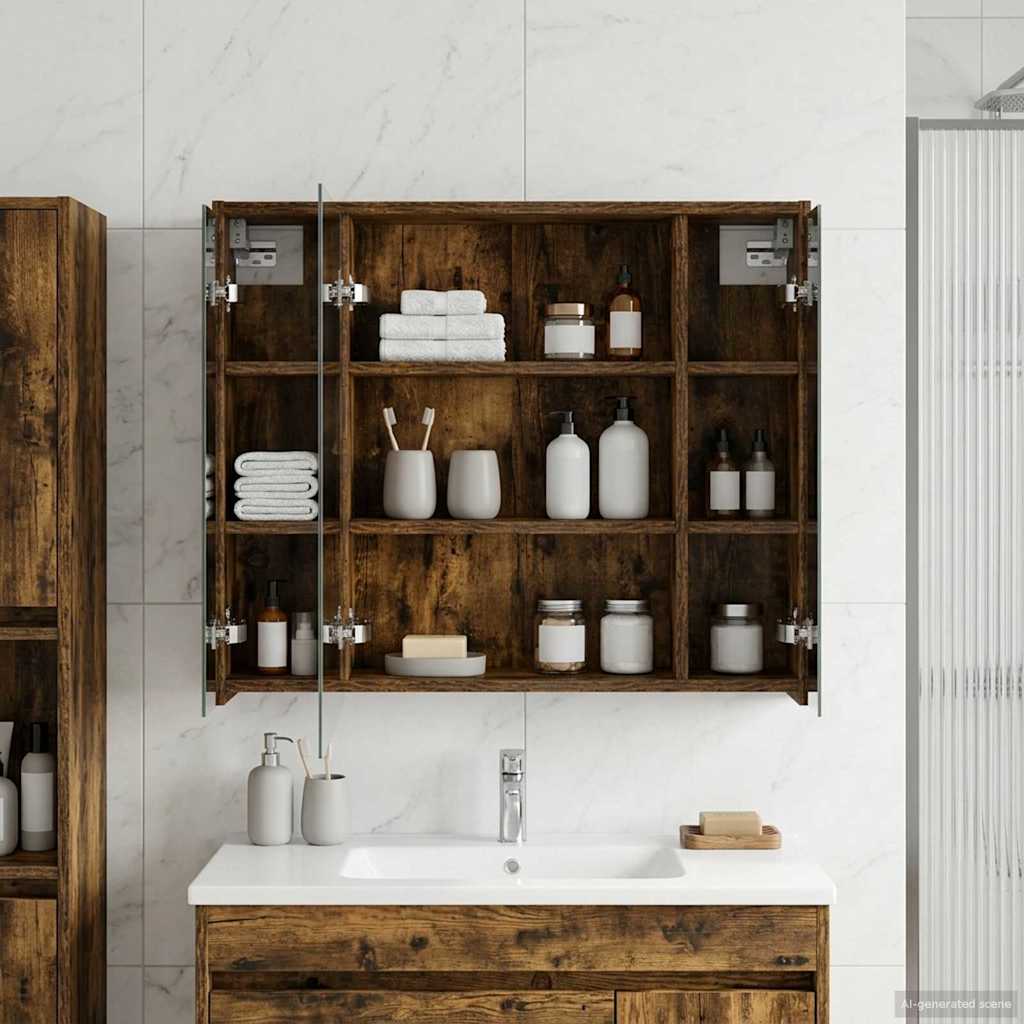 Badezimmerspiegelschrank Geräucherte Eiche 73,5 x 16 x 62,5 cm
