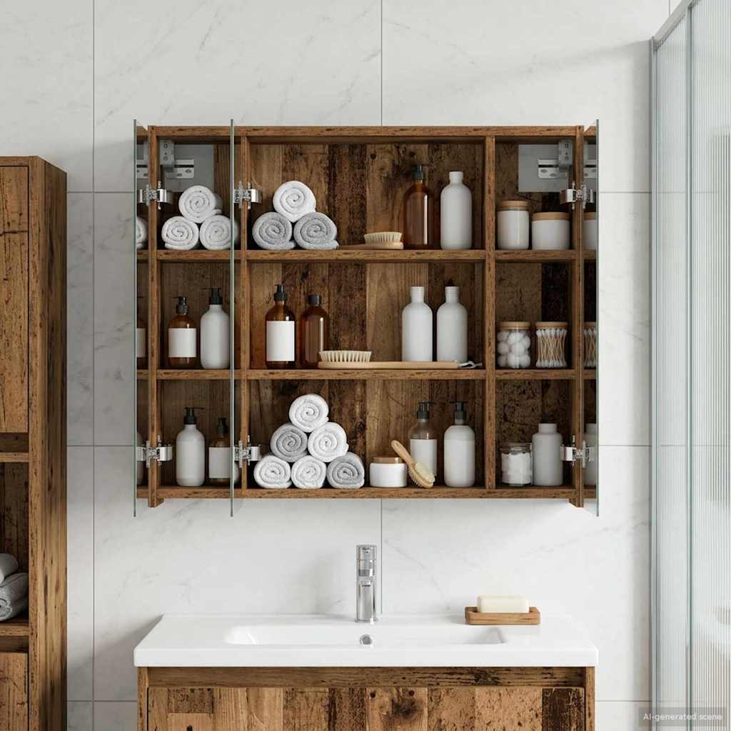 Badezimmerspiegelschrank Altholz 73,5 x 16 x 62,5 cm