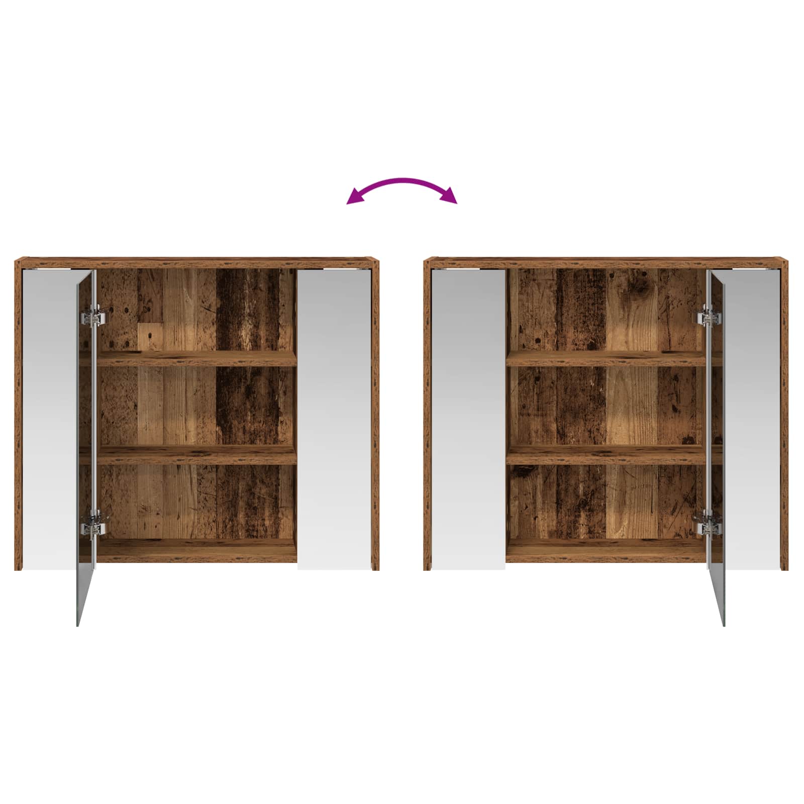 Badezimmerspiegelschrank Altholz 73,5 x 16 x 62,5 cm
