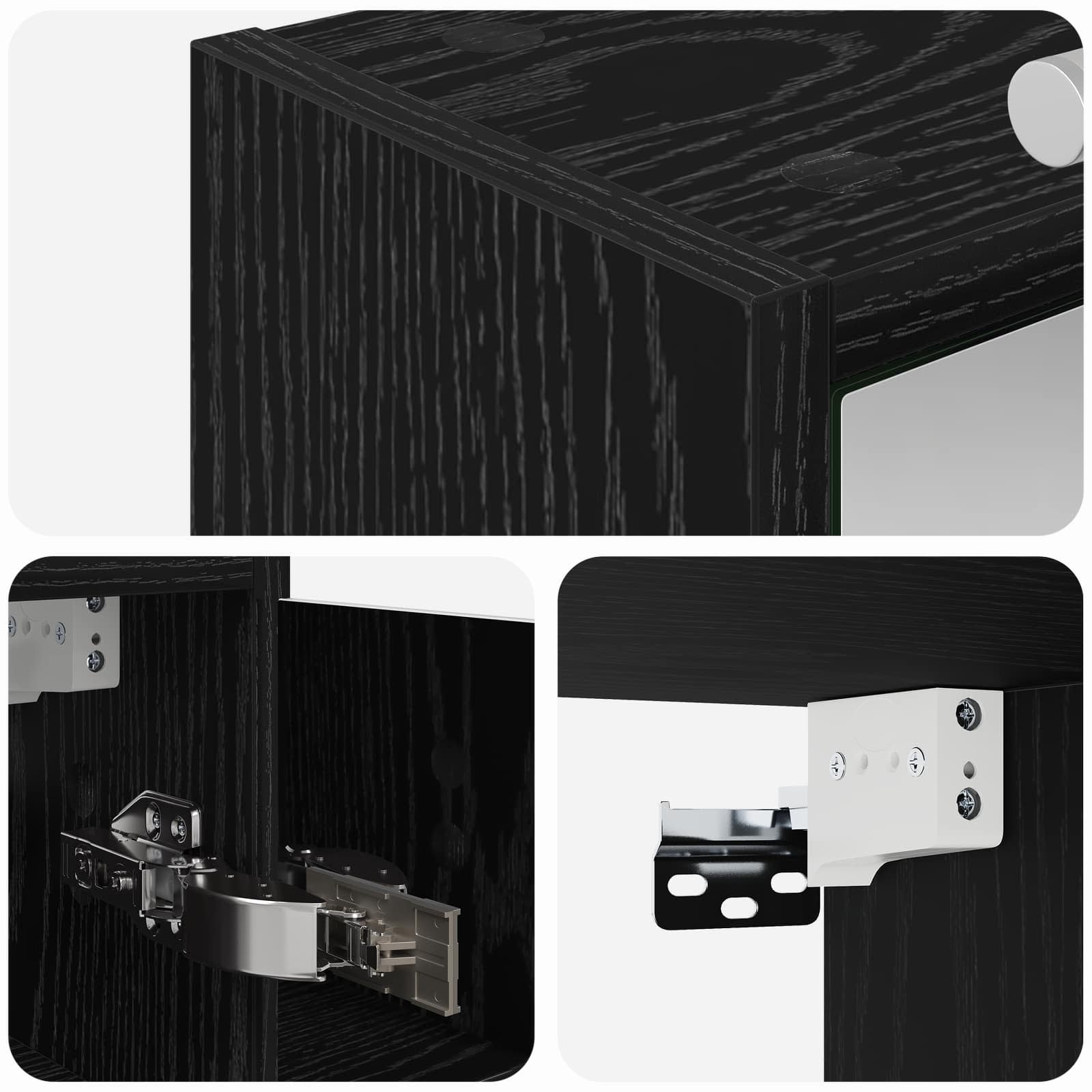 Badezimmerspiegelschrank Schwarz Eichen-Optik