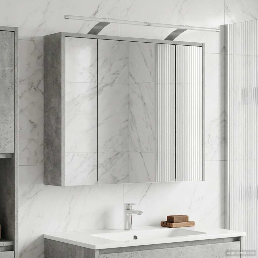 Badezimmerspiegelschrank Beton Grau 73,5 x 16 x 62,5 cm